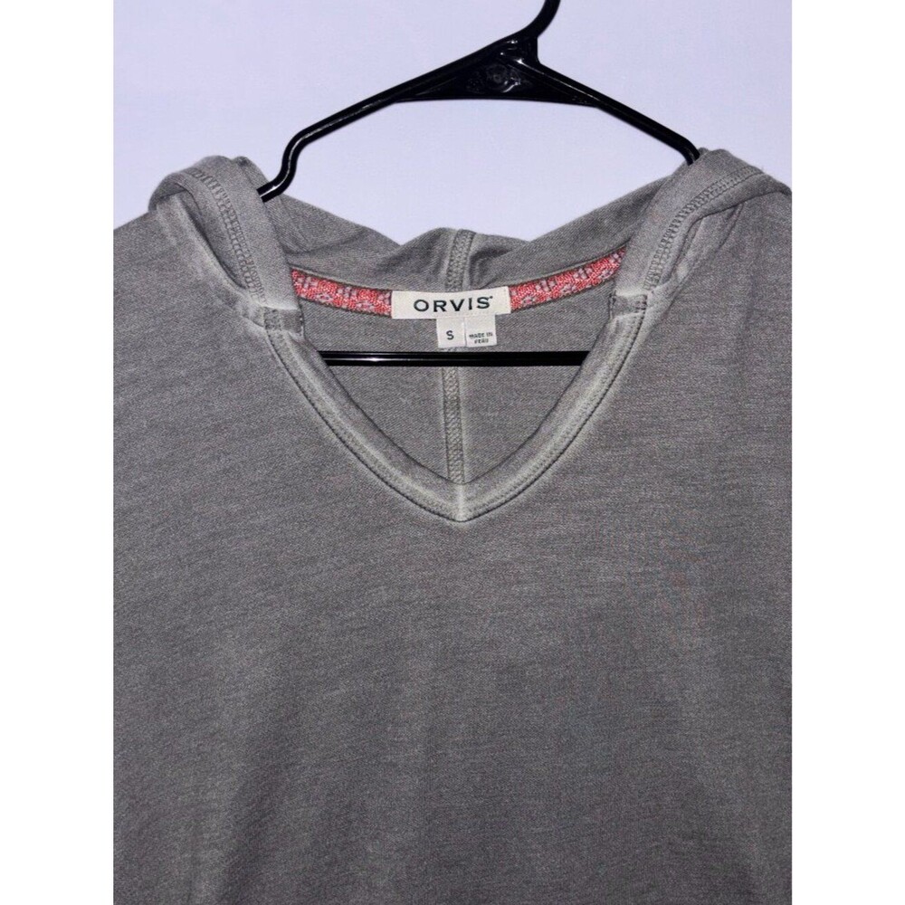 Orvis Gray V-Neck Hooded shirt Pullover Hoodie Small - Picture 1 of 10